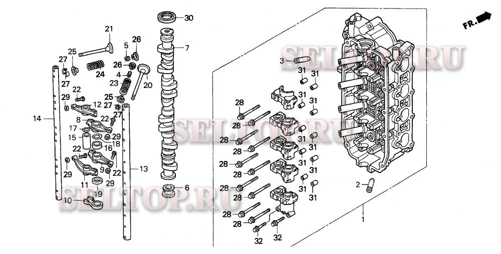 Головка цилиндра, распредвал для Honda BF115A2 XCA