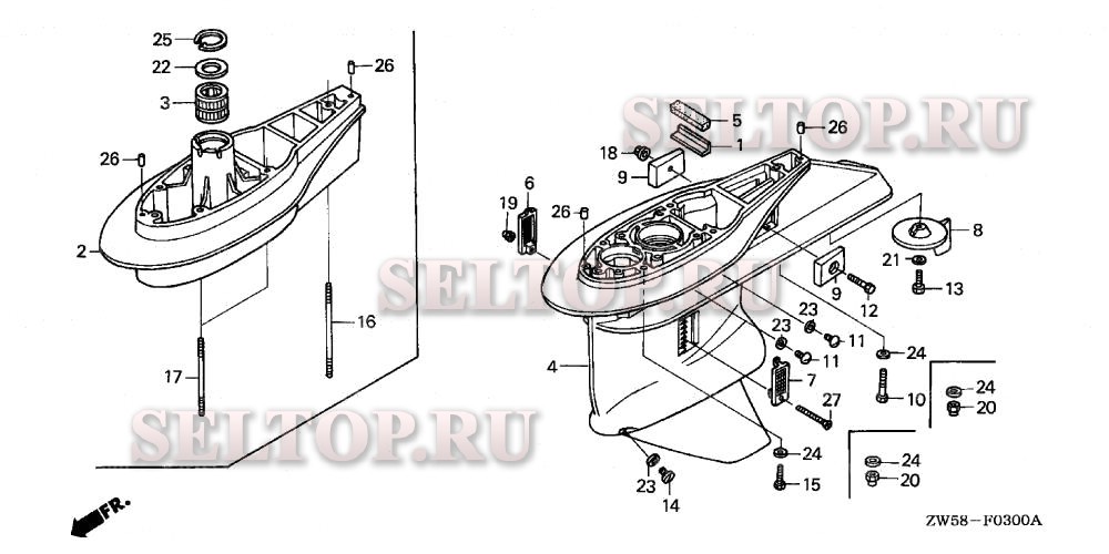 Корпус редуктора для Honda BF115A3 LCA