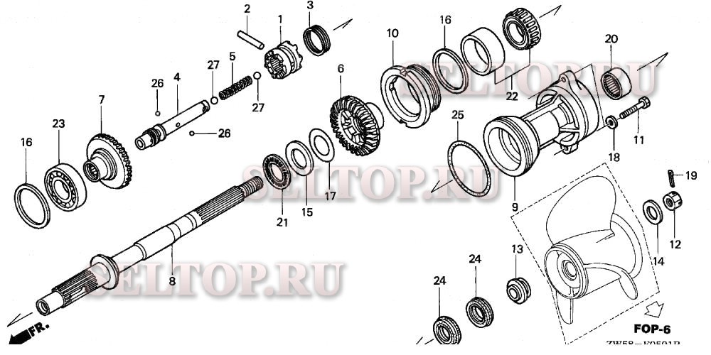 Карданный вал (счетчик оборотов) для Honda BF115A3 LCA