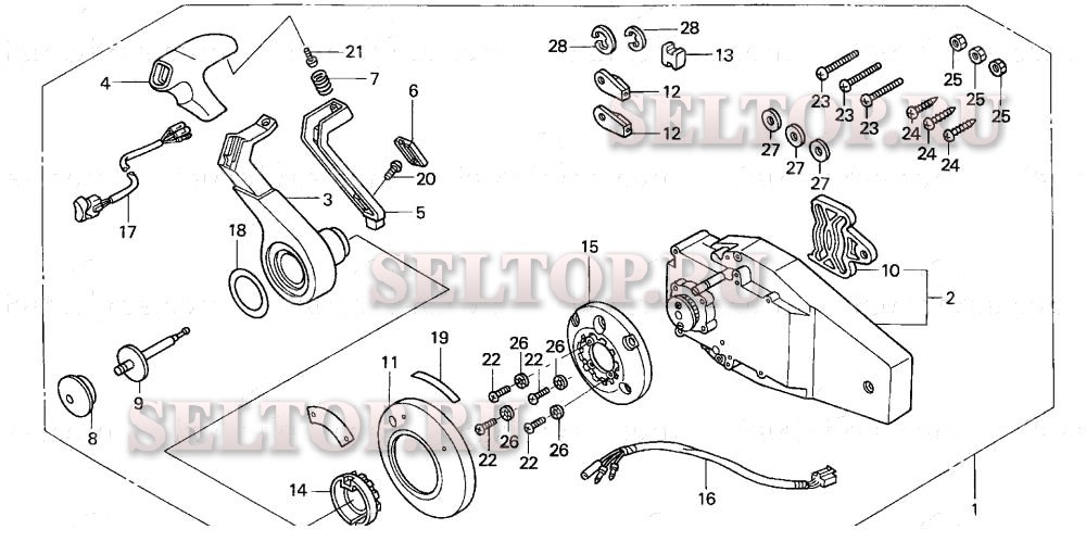Дистанционное управление (заподлицо) (правая) для Honda BF115A3 LCA