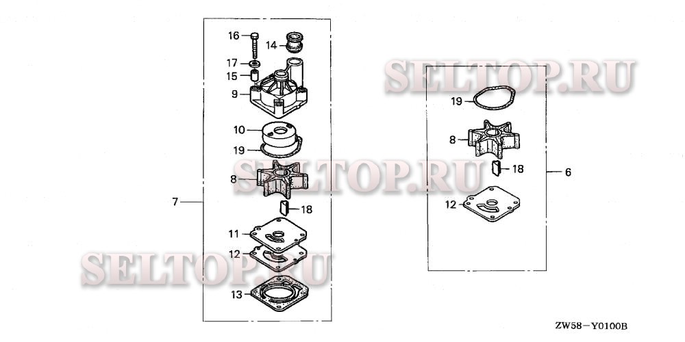 Крыльчатка насоса для Honda BF115A3 LCA