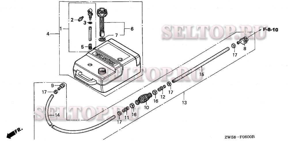 Топливный бак, топливная трубка для Honda BF115A3 XCA