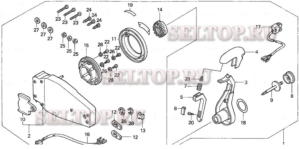 Дистанционное управление (заподлицо) (левая) для Honda BF115A3 XCA