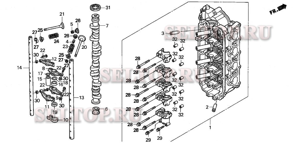 Распредвал, головка цилиндра для Honda BF115A6 LCA