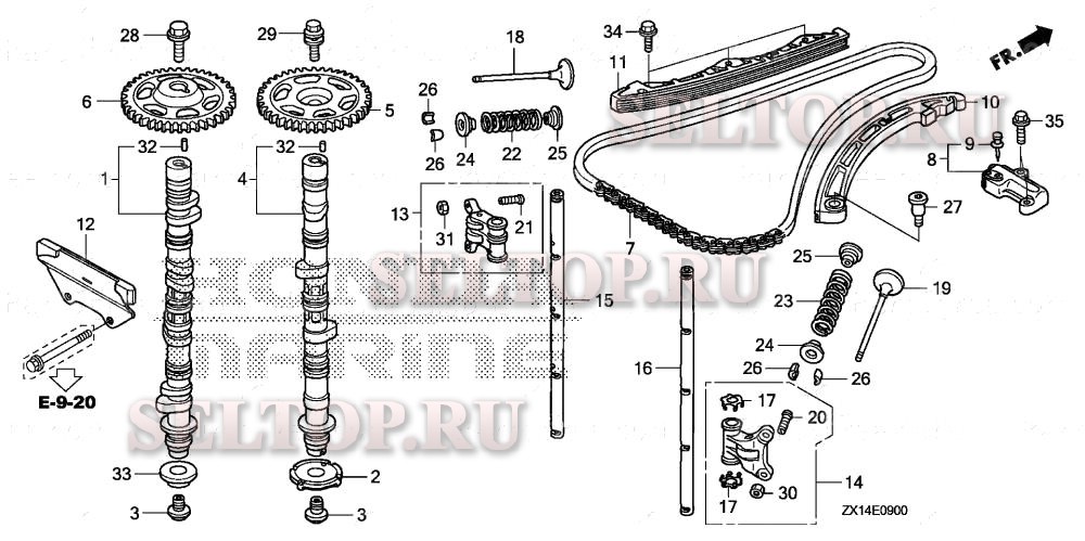 Распредвал, клапана для Honda BF115D XA