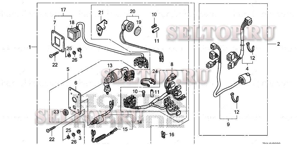Панель управления (1) для Honda BF115D XA