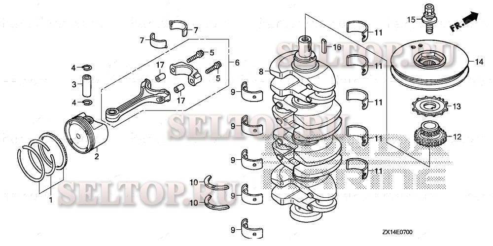 Коленвал, поршень для Honda BF115D XA