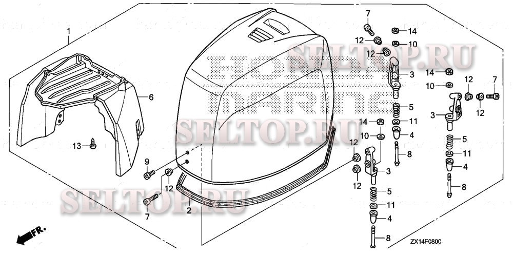 Крышка двигателя в сборе для Honda BF115D XA