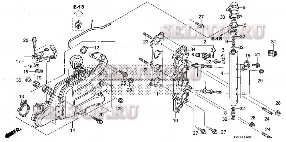 Всасывающий патрубок, инжектор для Honda BF115D XA