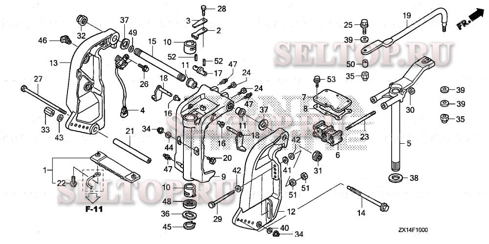 Кормовой кронштейн, корпус вертлюга для Honda BF115D XA