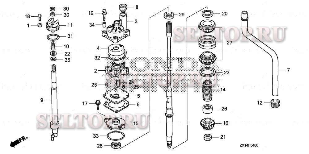 Водяной насос, вертикальный вал для Honda BF115D XA