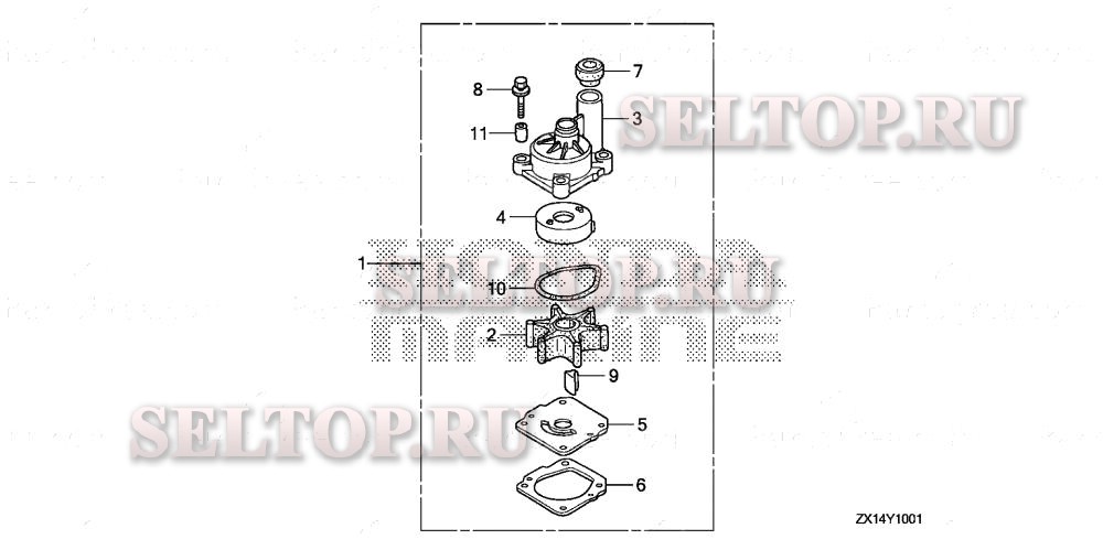 Крыльчатка насоса (2) для Honda BF115D XA