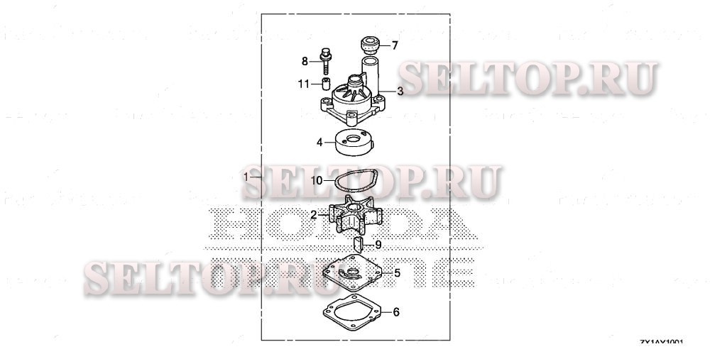 Крыльчатка насоса (2) для Honda BF115DK1 LA