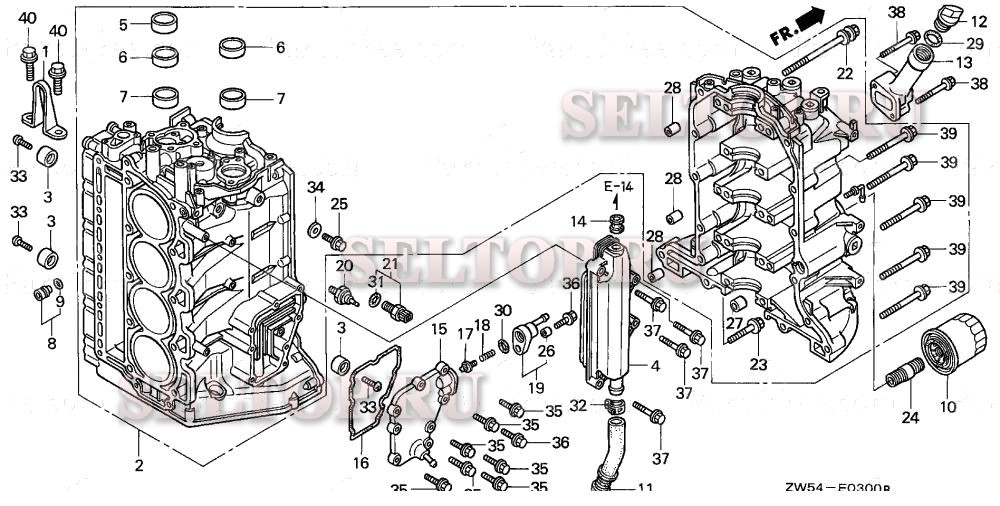 Блок цилиндров для Honda BF130A1 LCA