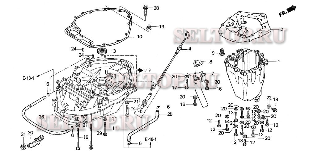 Масляный поддон, выхлопная труба для Honda BF130A1 LCA