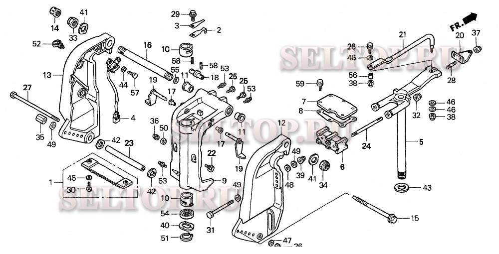 Кормовой кронштейн, корпус вертлюга для Honda BF130A2 LA