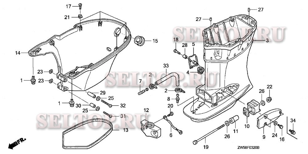 Выступающая часть для Honda BF130A4 XA