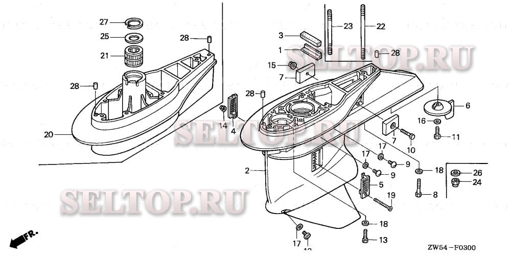 Корпус редуктора для Honda BF130AX LA