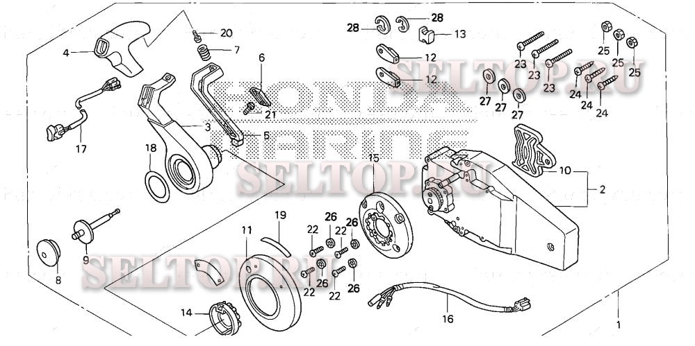 Дистанционное управление (заподлицо) (правая) для Honda BF135A4 XCA