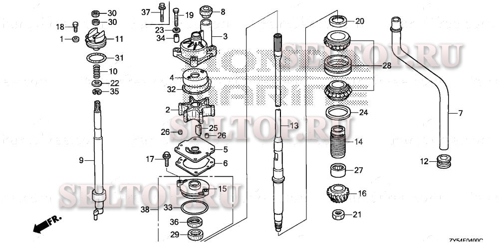 Водяной насос, вертикальный вал для Honda BF135A4 XCA