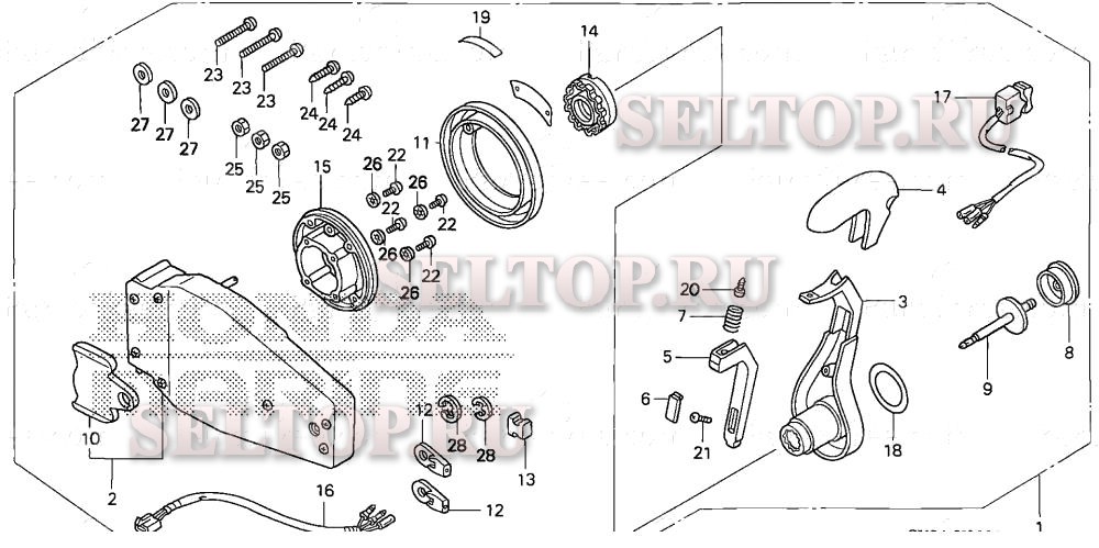 Дистанционное управление (заподлицо) (левая) для Honda BF135A5 LA