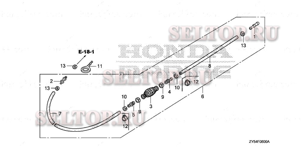 Топливная трубка для Honda BF135A6 XCA