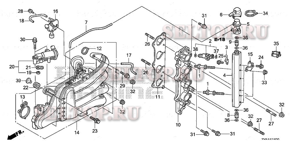 Всасывающий патрубок, инжектор для Honda BF135AK2 LA