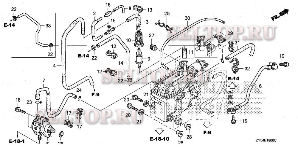 Топливный насос, шланг подачи топлива для Honda BF150A5 XCA
