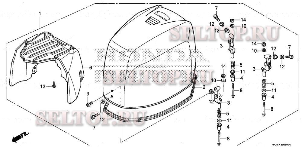 Крышка двигателя в сборе для Honda BF150AK2 XCA