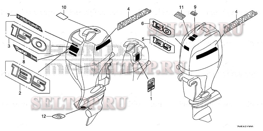 Этикетки для Honda BF150AK2 XCA
