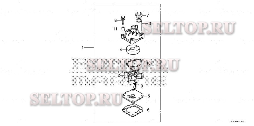 Крыльчатка насоса (2) для Honda BF150AK2 XCA