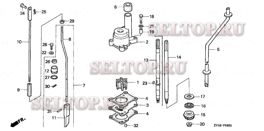 Вертикальный вал для Honda BF15A1 XAS
