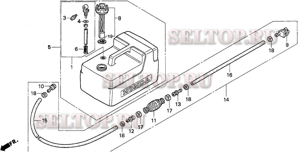 Топливный бак (am/aw) для Honda BF15AW XAS