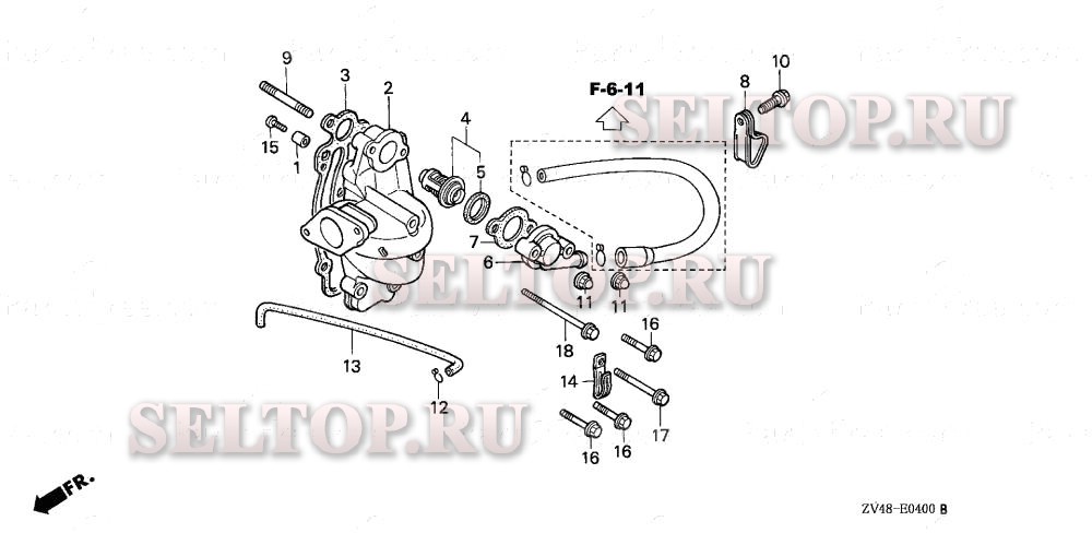 Всасывающий патрубок, термостат для Honda BF15AY SA