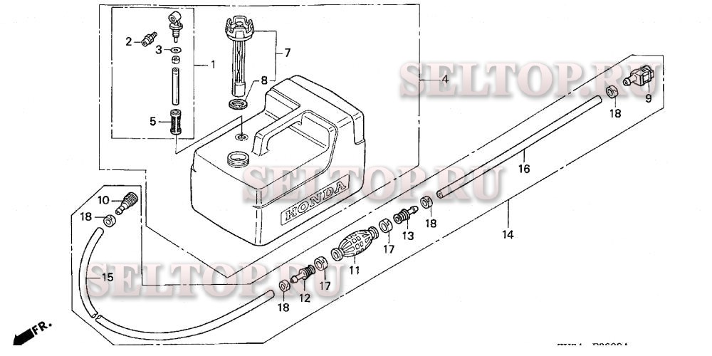 Топливный бак для Honda BF15D3 LHA