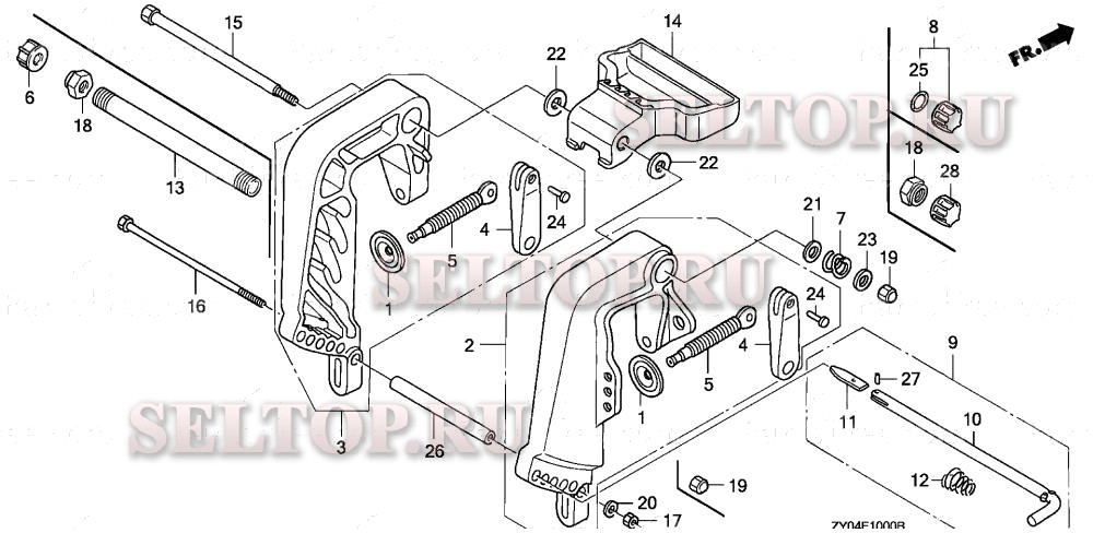 Кормовой кронштейн (1) для Honda BF15D3 SHA