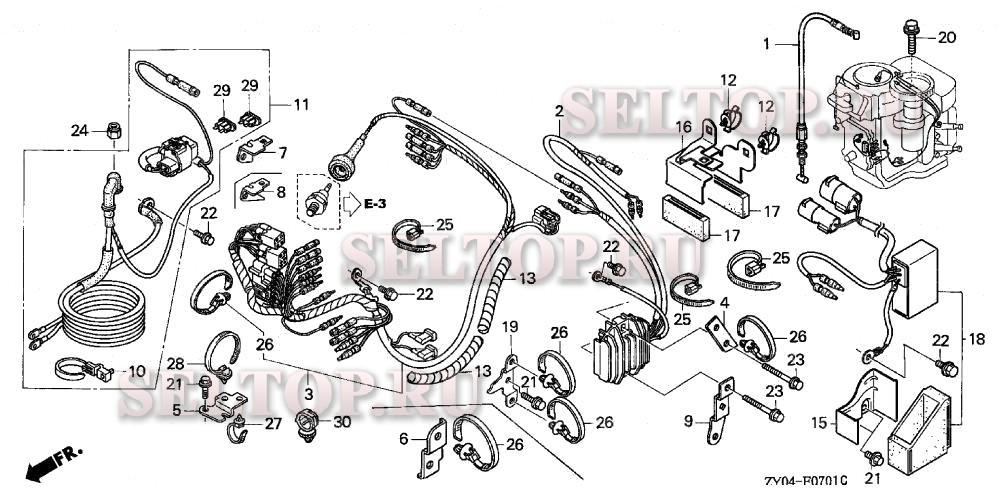 Жгут проводов, регулятор, провода стартера (2) для Honda BF15D4 LRTA