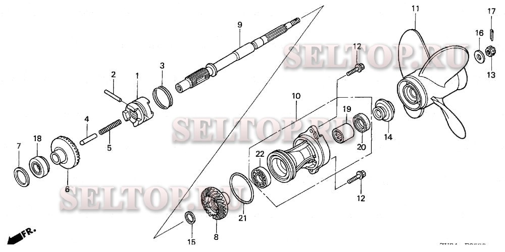 Карданный вал, гребной винт для Honda BF15D4 SHGA