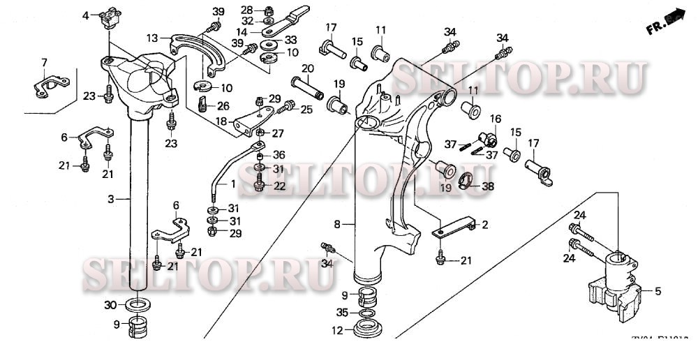 Корпус вертлюга (2) для Honda BF15D4 XHGA