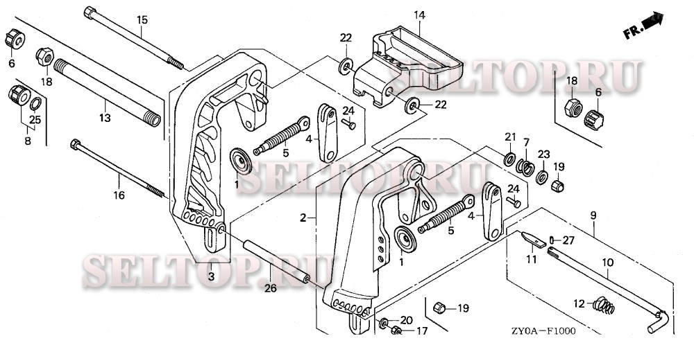 Кормовой кронштейн (1) для Honda BF15D5 LRA