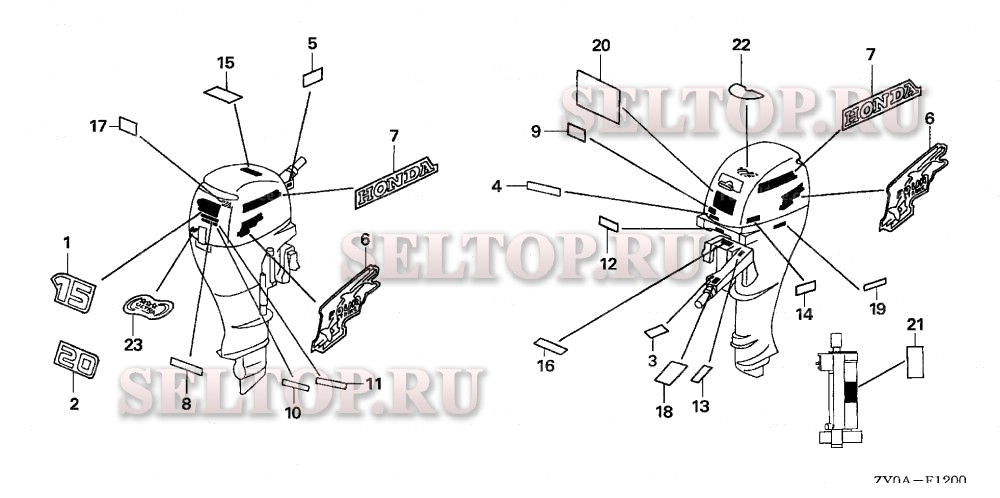 Этикетки для Honda BF15D6 LRTA