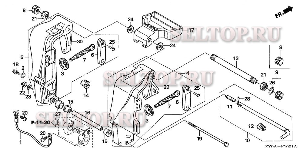 Кормовой кронштейн (2) для Honda BF15D6 SHGA