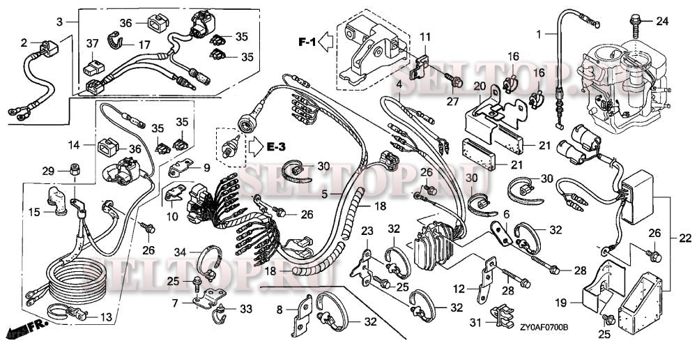 Жгут проводов, регулятор, провода стартера (1) для Honda BF15D6 SHTA