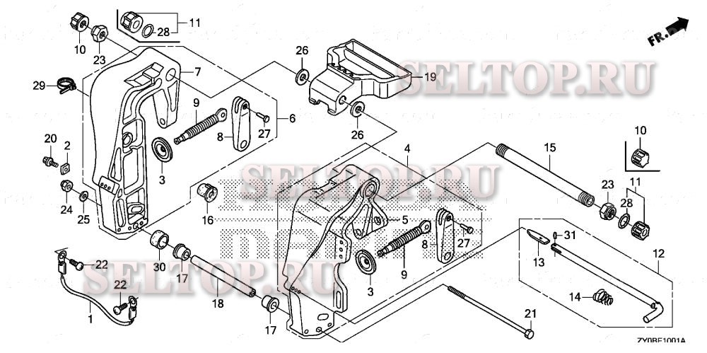 Кормовой кронштейн (2) для Honda BF15DK0 SHTA