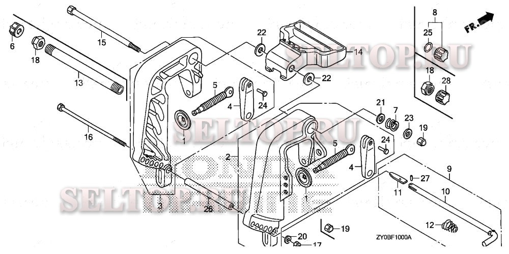 Кормовой кронштейн (1) для Honda BF15DK2 LHSA