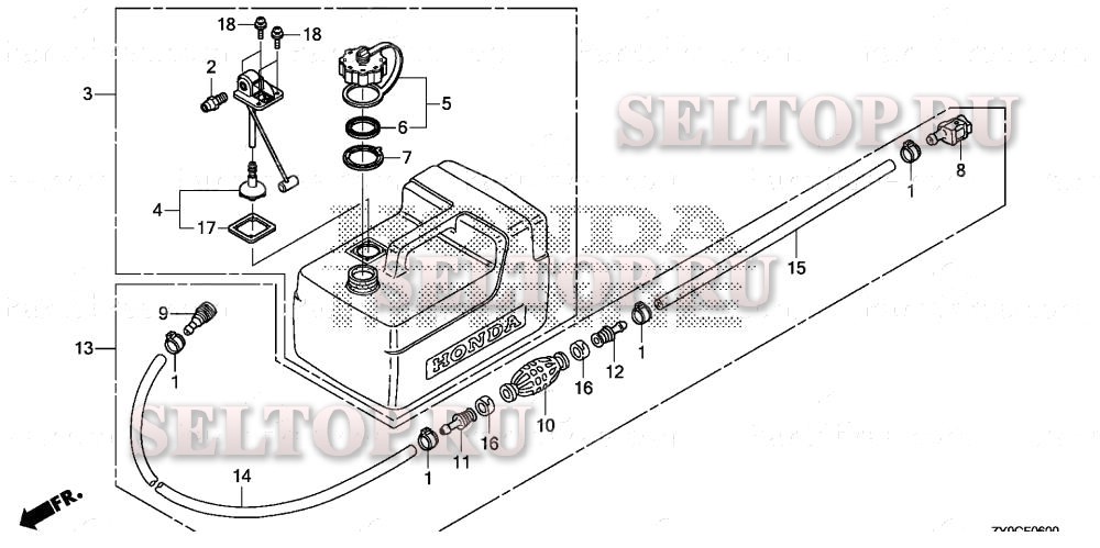 Топливный бак для Honda BF15DK3 LHTA