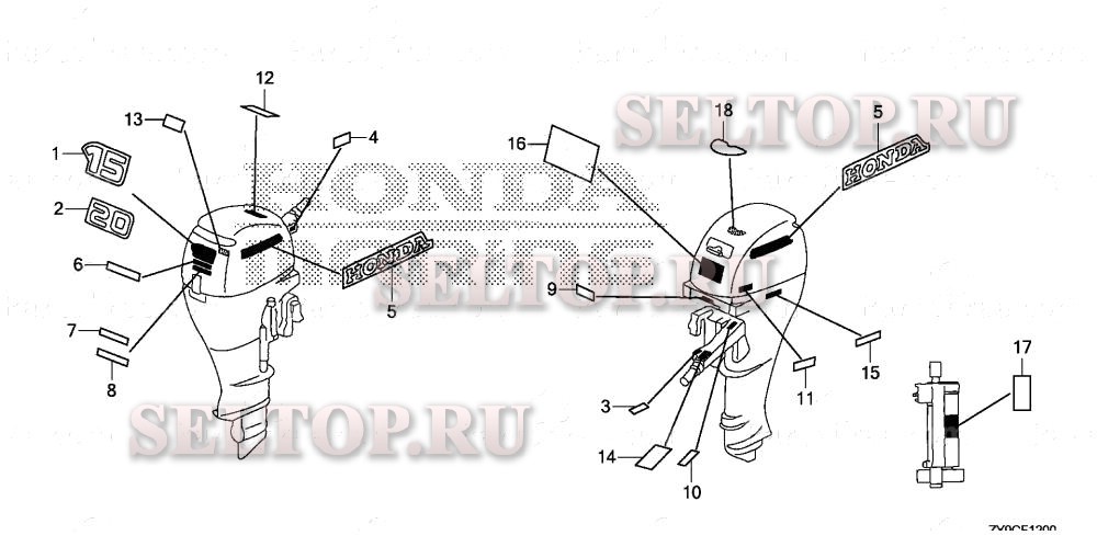 Этикетка для Honda BF15DK3 LHTA