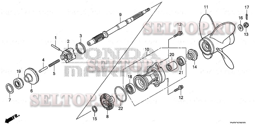 Карданный вал, гребной винт для Honda BF15DK3 LHTA