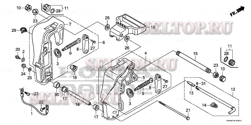 Кормовой кронштейн (2) для Honda BF15DK3 LHTA