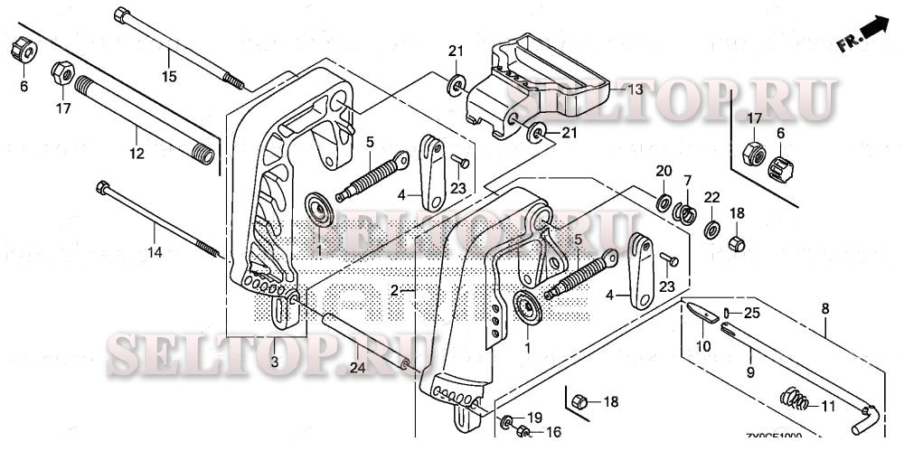 Кормовой кронштейн (1) для Honda BF15DK3 SHA